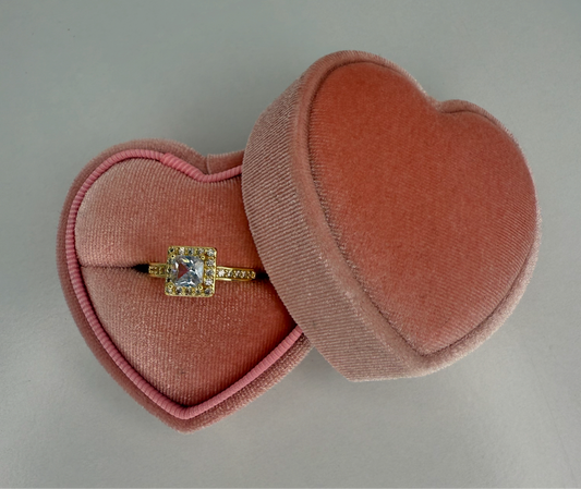 Clear Crystal Square adjustable ring