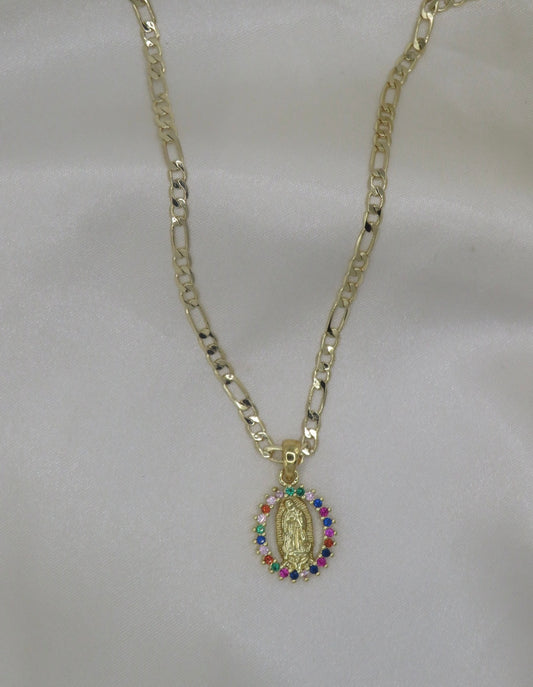 Multi color virgencita necklace