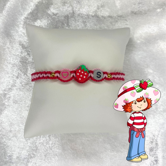 Strawberry shortcake initial bracelet