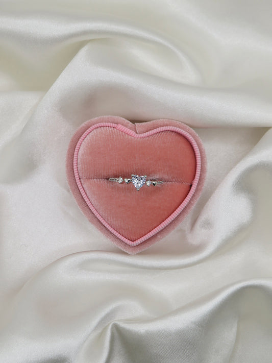 Silver Heart Crystal Ring