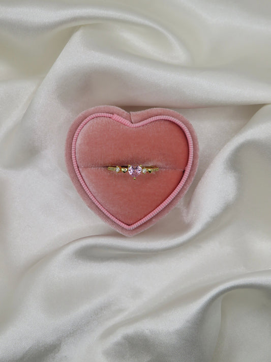 Gold Pink Heart Stone Ring