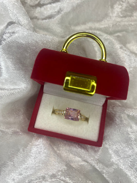 Rosita square crystal adjustable ring