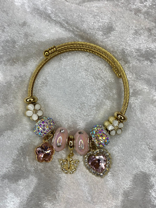 pink butterfly charm bracelet