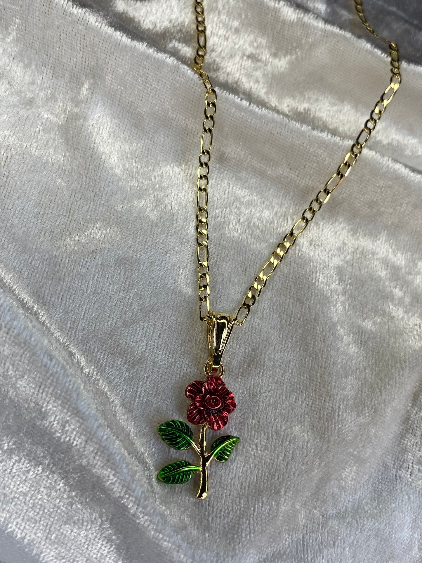 Red flower necklace